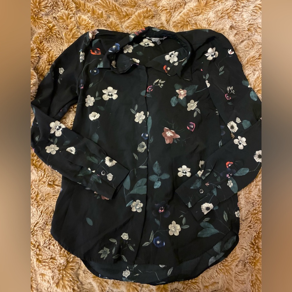 H&M long sleeve floral blouse